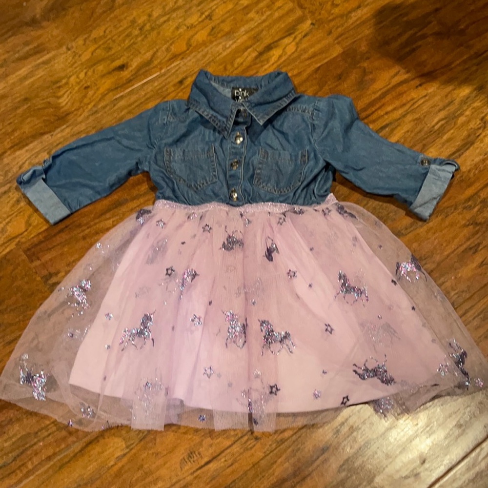 Blue jean Denim ruffle dress